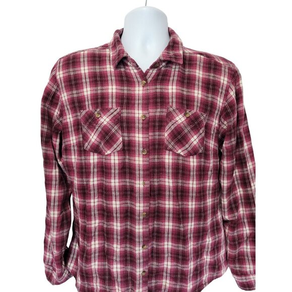 Gander Mountain Guide Series Shirt Womens L Flannel Cotton Button Outdoor Wine P - Picture 1 of 8